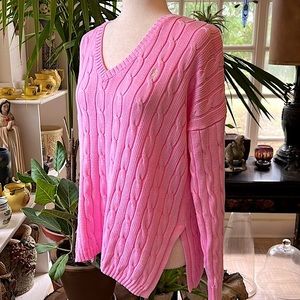 Polo Ralph Lauren Cotton Cabled V-Neck Sweater